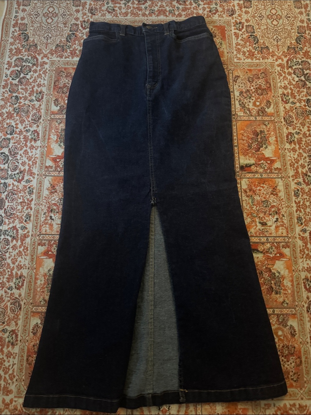 Vintage Japanese Denim Maxi Skirt/Y2K/ Dark Wash